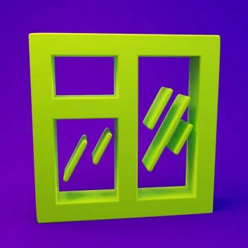 Green Window in room icon isolated on purple-blue background. Minimalism co.. Stock Illustration
