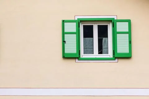 Green Window Shutters Stock Photos