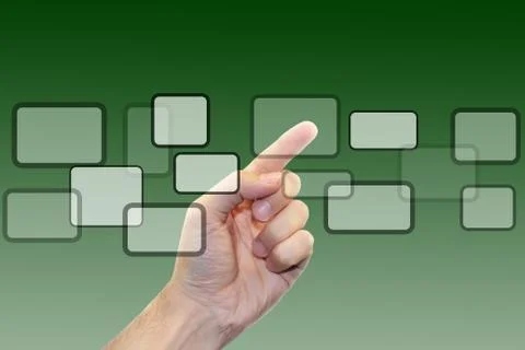 Green windows with hand Stock Illustration