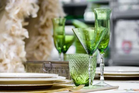 Green wine glasses Stock Photos