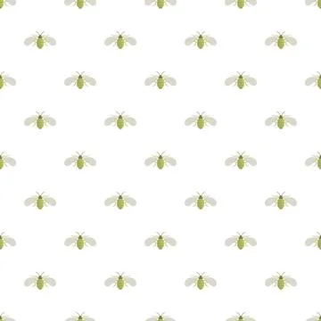Green winged aphids flying seamless pattern background イラスト素材
