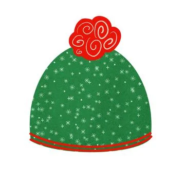 Green winter hat isolated on white background Stock Illustration