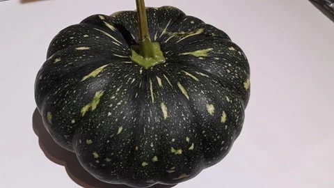 Green winter squash fresh vegetable raw food video footage Video stock 346486622