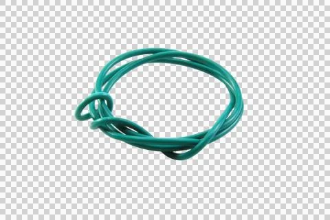 Green wire cable of usb and adapter isolated on white background.Selection fo Stock Photos