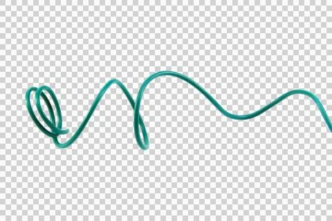 Green wire cable of usb and adapter isolated on white background.Electronic C Stock Photos
