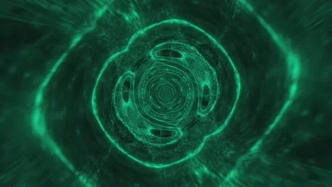 Green Wireframe Data Tunnel VJ Loop Stock Footage 329987485