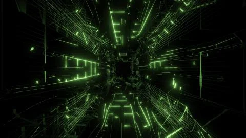 Green wireframe design with nice reflection 3d rendering background wallpaper Stock-Illustration