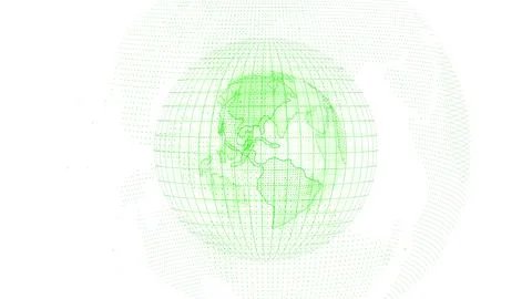 Green Wireframe Globe Illustration 写真素材