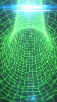 Green wireframe hologram of a human torso being scanned by bright horizonta.. Stock Illustration