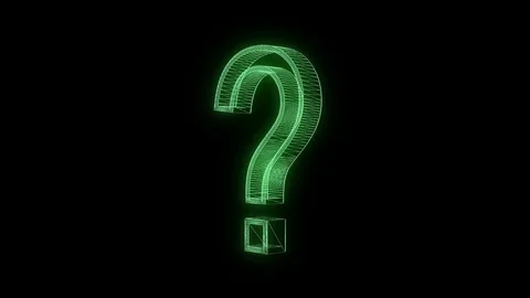 Green wireframe question sign spin on display animation background seamless loop Video stock 83644217
