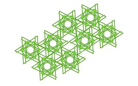 Green wireframe star lattice pattern in grid formation イラスト素材
