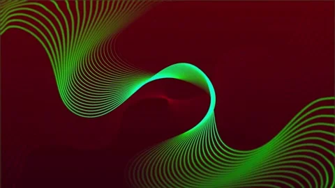 Green Wireframe Swirl on Deep Red Gradient Background Stock Footage 327478590