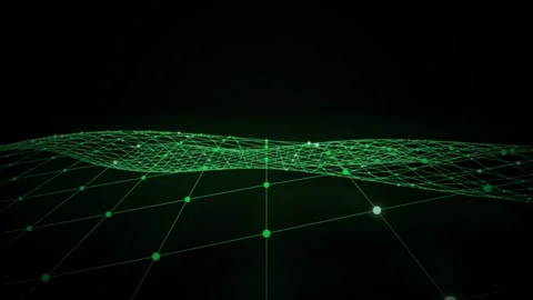A green wireframe terrain flows in a seamless loop Stock Footage 341486663
