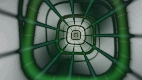 Green wireframe tunnel with a view of the bottom Stock Footage 340316942