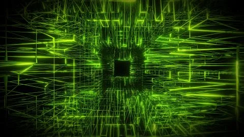Green wireframe visual design background 3d rendering Stock Illustration