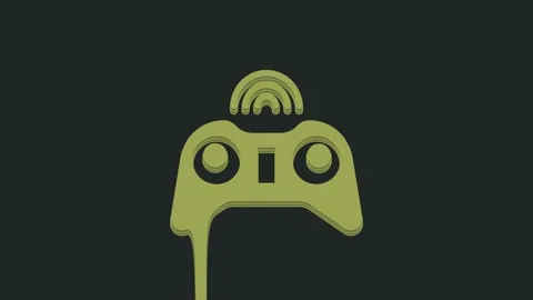 Green Wireless gamepad icon isolated on black background. Game controller. 4K Stock Footage 235443342