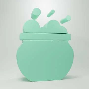 Green Witch cauldron icon isolated on grey background. Happy Halloween part.. Stock Illustration