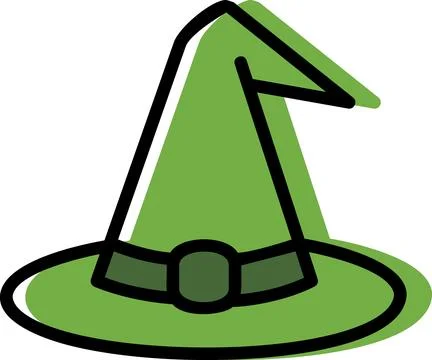 Green witch hat magical wizard accessory Stock Illustration