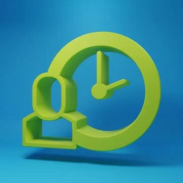 Green Work time icon isolated on blue background. Office worker. Working ho.. Stock Illustration
