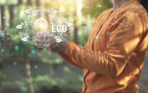 Green world concept and create a pure and zero carbon ecosystem Stock Photos