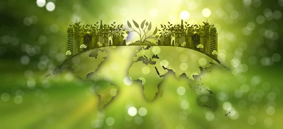 Green world concept background, saving environment, save clean planet. Stock Illustration