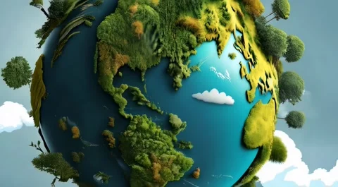 Green World. Earth Day Concept. Green Energy, Renewable and Sustainable Res.. Stock Footage 303565938