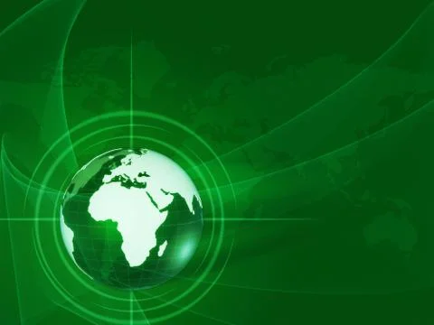 Green world globe in rays and net Illustrazione stock