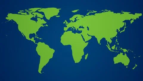 Green world map and blue oceans. World Environment day. Eco poster or eco ban Stock Illustration