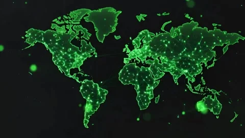 Green World Map with Connecting Dots Digital Network Visualization of Globa.. Stock Footage 321948309