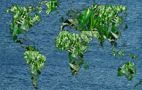 Green  world map corfield Stock Illustration