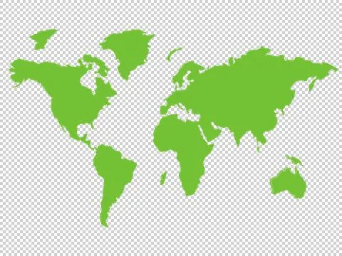 Green World map for environmental goals - without a background (png) Stock Illustration