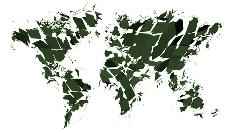 Green world map explodes into small pieces - on white background (4K) 库存影片 104040071