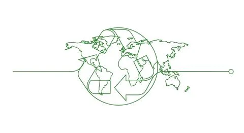 Green world map globe with line Stock Illustration
