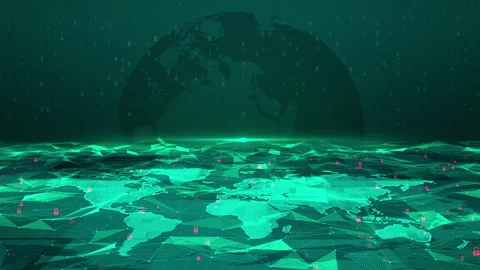 Green World Map Hacker and Red Security Key Background Stock Footage 339045584