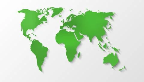 Green World Map Silhouette Stock Illustration
