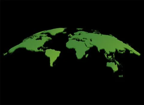Green World map vector isolated on black background Stock Illustration