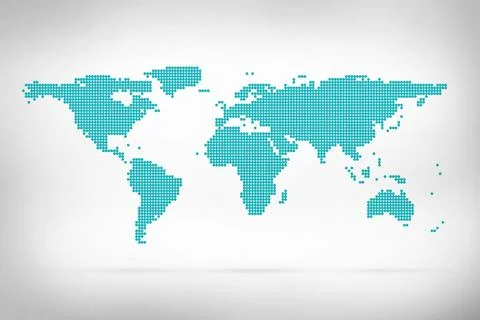 Green world map on white background Illustrazione stock