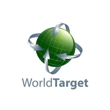 Green world target arrow logo concept design. Symbol graphic template element Stock Illustration