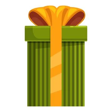 Green wrapped gift box with yellow ribbon and bow celebrating special occasio Stock Illustration