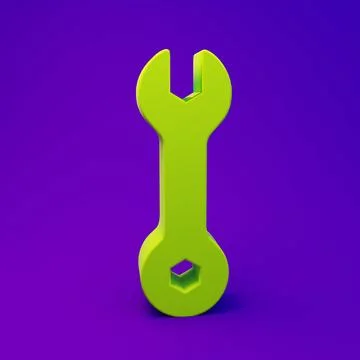 Green Wrench spanner icon isolated on purple-blue background. Spanner repai.. Stock Illustration