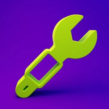 Green Wrench spanner icon isolated on purple-blue background. Spanner repai.. イラスト素材