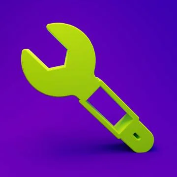 Green Wrench spanner icon isolated on purple-blue background. Spanner repai.. Stock Illustration
