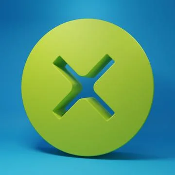 Green X Mark, Cross in circle icon isolated on blue background. Check cross.. Stockillustratie