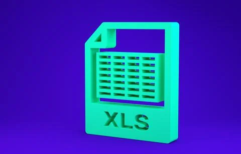 Green XLS file document. Download xls button icon isolated on blue background Stock Illustration