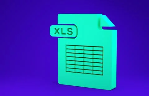 Green XLS file document. Download xls button icon isolated on blue background Stock Illustration