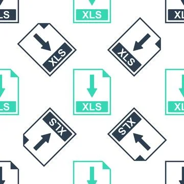 Green XLS file document icon. Download XLS button icon isolated seamless pattern Stock Illustration