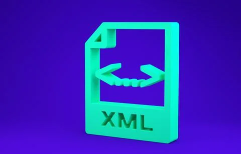 Green XML file document. Download xml button icon isolated on blue background Stock Illustration
