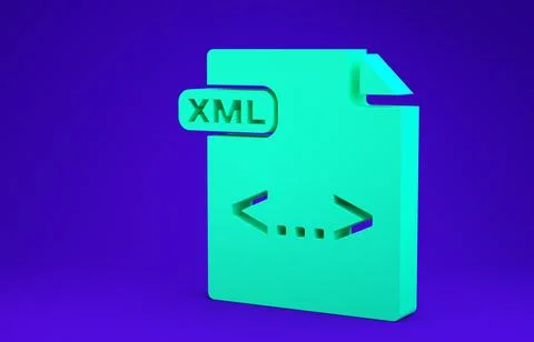 Green XML file document. Download xml button icon isolated on blue background Illustrazione stock