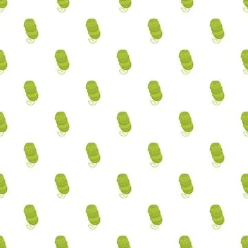 Green yarn ball seamless pattern for craft hobby Illustrazione stock