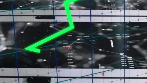 Green, yellow and blue graphs processing data and networks over computer server Stock Footage 312848155